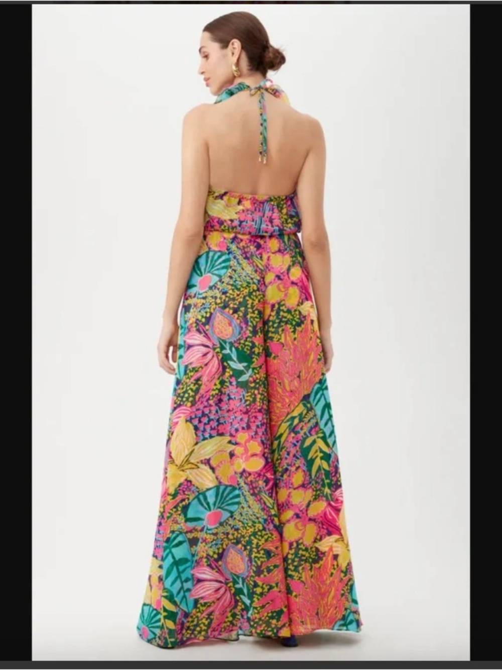 Trina Turk Tropical Halter Wide-Leg Jumpsuit - Multicolor NWT Size M - Picture 3 of 8